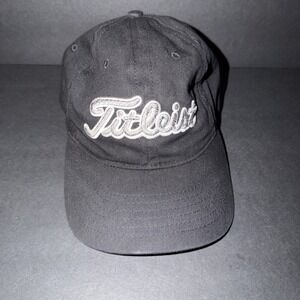Vtg Titleist Golf Zebra Script Logo Hat Cap Black Red under brim USA